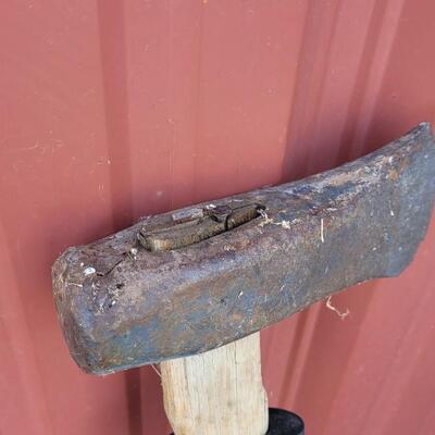 Lot 54: Vintage 34" Wooden Handle Axe (Loose Mount)