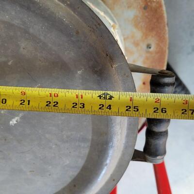 Lot 60: Large Steel Basin w/ Lid (Original Wood Handles)