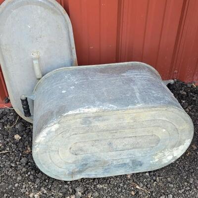 Lot 60: Large Steel Basin w/ Lid (Original Wood Handles)