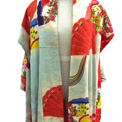Antique  Museum  Japanese Kimono Gold Embroidered bold coors 