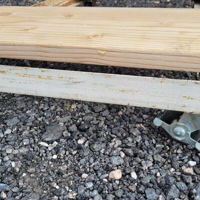 Lot 64: Vintage Metal and Wood Rolling Platform Cart