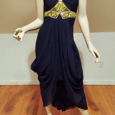 Vtg Temperley London Couture Strapless Grecian Dress High Low