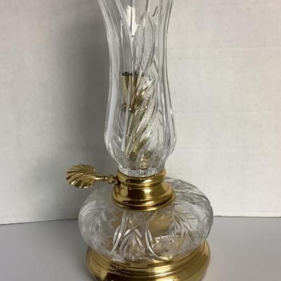 H.  696. Dresden Crystal Electrified Oil Lamp 