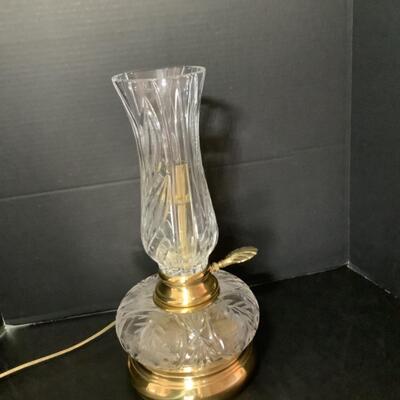 H.  696. Dresden Crystal Electrified Oil Lamp 