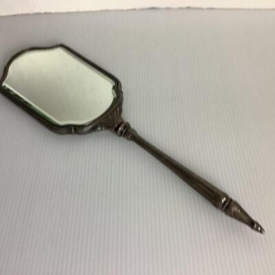 J. 699. Antique Beveled Hand Mirror 