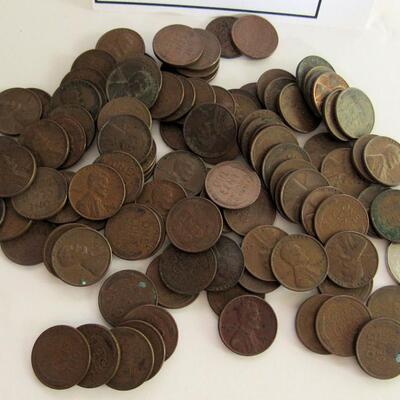 108 Wheat Back Pennies And One Modern Nickel