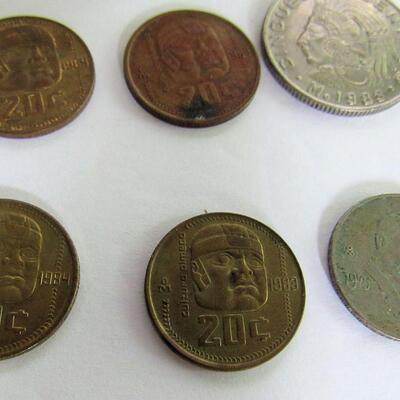Lot of 15 Mixed Mexican Coins: 5 Pesos and More