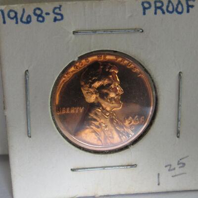 1968 S Proof Penny, 1905 Indianhead Penny, 1940 and 1944 Mercury Dimes