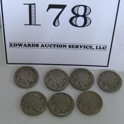 Lot of 7 No Date Buffalo Nickels