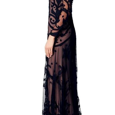 Vtg Temperley London Couture  Tattoo Embroidered Maxi Gown