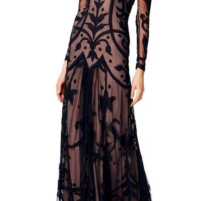 Vtg Temperley London Couture  Tattoo Embroidered Maxi Gown