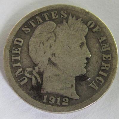 1897 Barber Quarter, 1911 D Barber Dime, 1912 S Barber Dime, 1914 D Barber Dime 