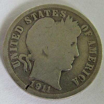 1897 Barber Quarter, 1911 D Barber Dime, 1912 S Barber Dime, 1914 D Barber Dime 
