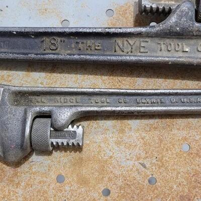 Lot 66: (2) Vintage Pipe Wrenches  (NYE & RIDGE)