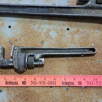 Lot 66: (2) Vintage Pipe Wrenches  (NYE & RIDGE)