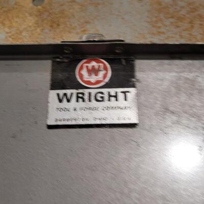 Lot 74: Vintage Gray WRIGHT Toolbox w/ Sockets + Wrenches