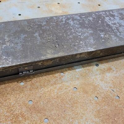 Lot 74: Vintage Gray WRIGHT Toolbox w/ Sockets + Wrenches