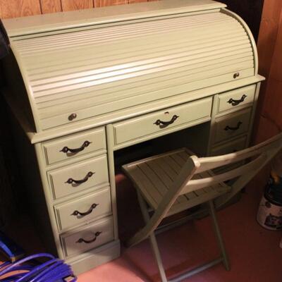   VINTAGE ROLLTOP DESK & CHAIR