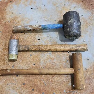 Lot 86: (3) Vintage Safe Impact Hammers (2 Rubber and 1 Wood Tip)