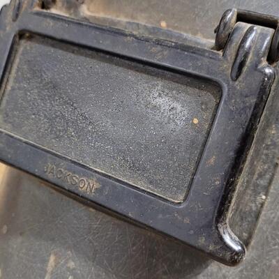 Lot 88: Vintage JACKSON Black Welding Helmet w/ Flip Shade View