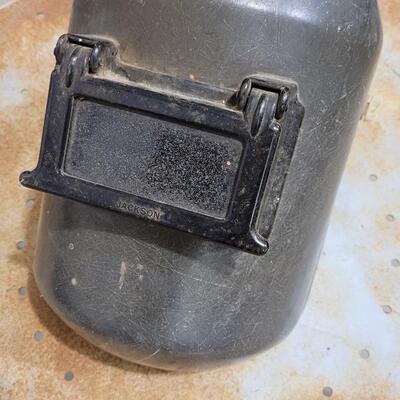 Lot 88: Vintage JACKSON Black Welding Helmet w/ Flip Shade View