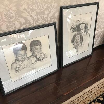 FRAMED CHARCOAL SKETCH PRINTS 