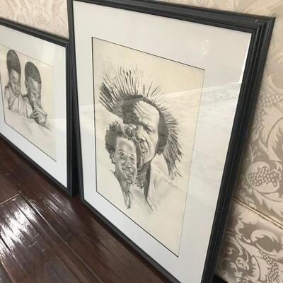 FRAMED CHARCOAL SKETCH PRINTS 