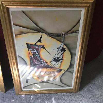 2PC GOLD FRAME  ART PRINT