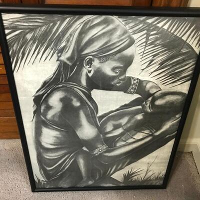 FRAMED WOMAN AND CHILD PRINT