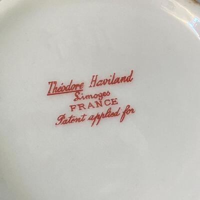 Vintage Pair of Theodore Haviland Limoges France Porcelain Pink Rose Small Tea Cups Gold Trim