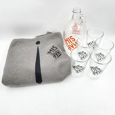 MISHAP BREWING COMPANY HOODIE, GROWLER, AND GLASSES 