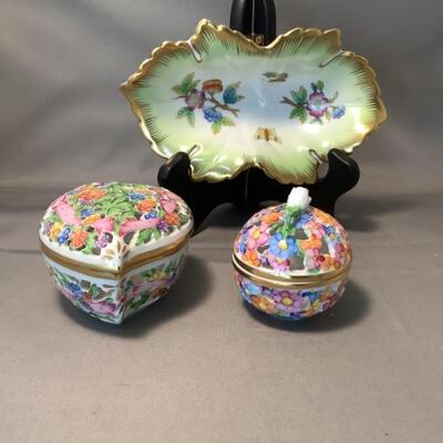 J. 708. Herend Porcelain Covered Dishes and Dish