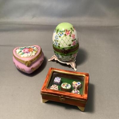 J 709. Lot of Miniature Porcelain Limoges Trinket Boxes 