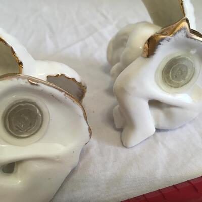 Porcelain handpainted gold trim salt and pepper shakers