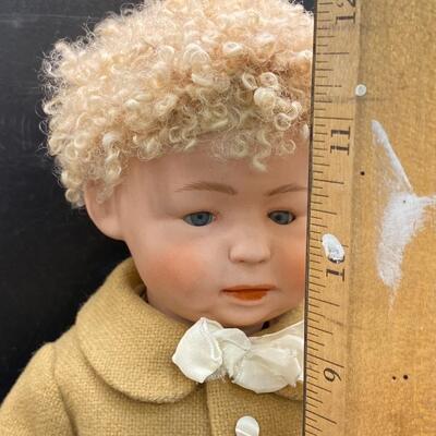 Vintage Bisque & Composite Sleepy Eye Curly Hair Boy Doll