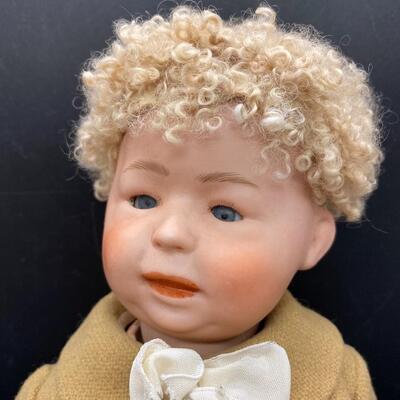 Vintage Bisque & Composite Sleepy Eye Curly Hair Boy Doll