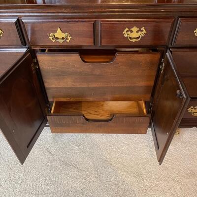 Kincaid Solid Cherry Wood Triple Dresser with Mirror & Nightstand