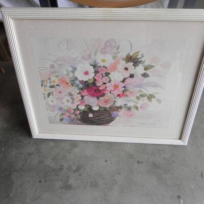 SMALL DROPLEAF TABLE AND FRAMED PICTURE