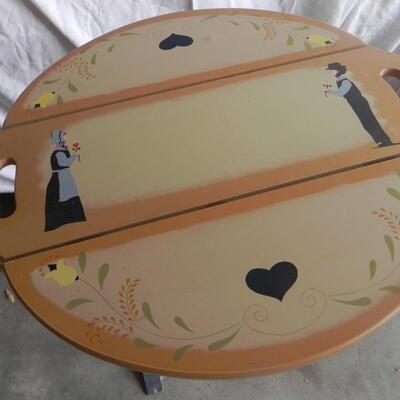SMALL DROPLEAF TABLE AND FRAMED PICTURE
