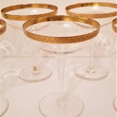 Lot #12  Set of 10 Vintage Champagnes - Gold rim