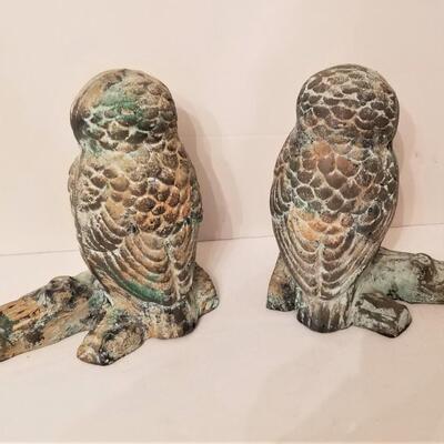 Lot #13  Pair of Heavy Owl Bookends - 70s