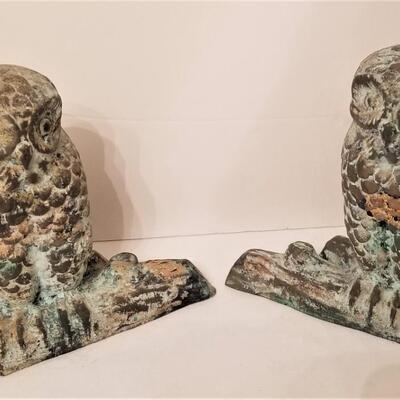 Lot #13  Pair of Heavy Owl Bookends - 70s