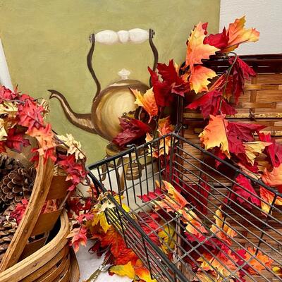 Fall Decor and picnic basket lot