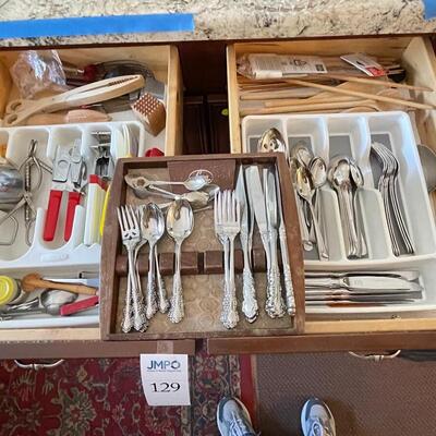Lot 129- Flatware & utensils