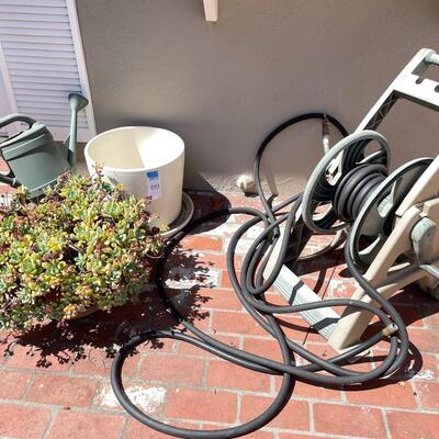 Lot 193- Empty pots, watering can, live succulent