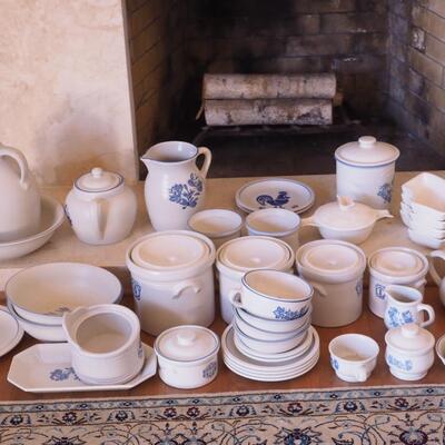 Lot 199 Large lot of Blue and white Colonial crocks and pottery