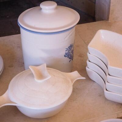 Lot 199 Large lot of Blue and white Colonial crocks and pottery