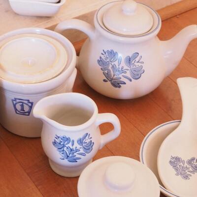 Lot 199 Large lot of Blue and white Colonial crocks and pottery