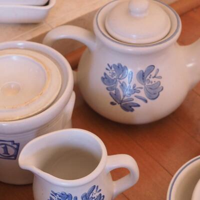 Lot 199 Large lot of Blue and white Colonial crocks and pottery
