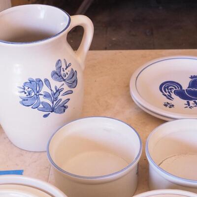 Lot 199 Large lot of Blue and white Colonial crocks and pottery